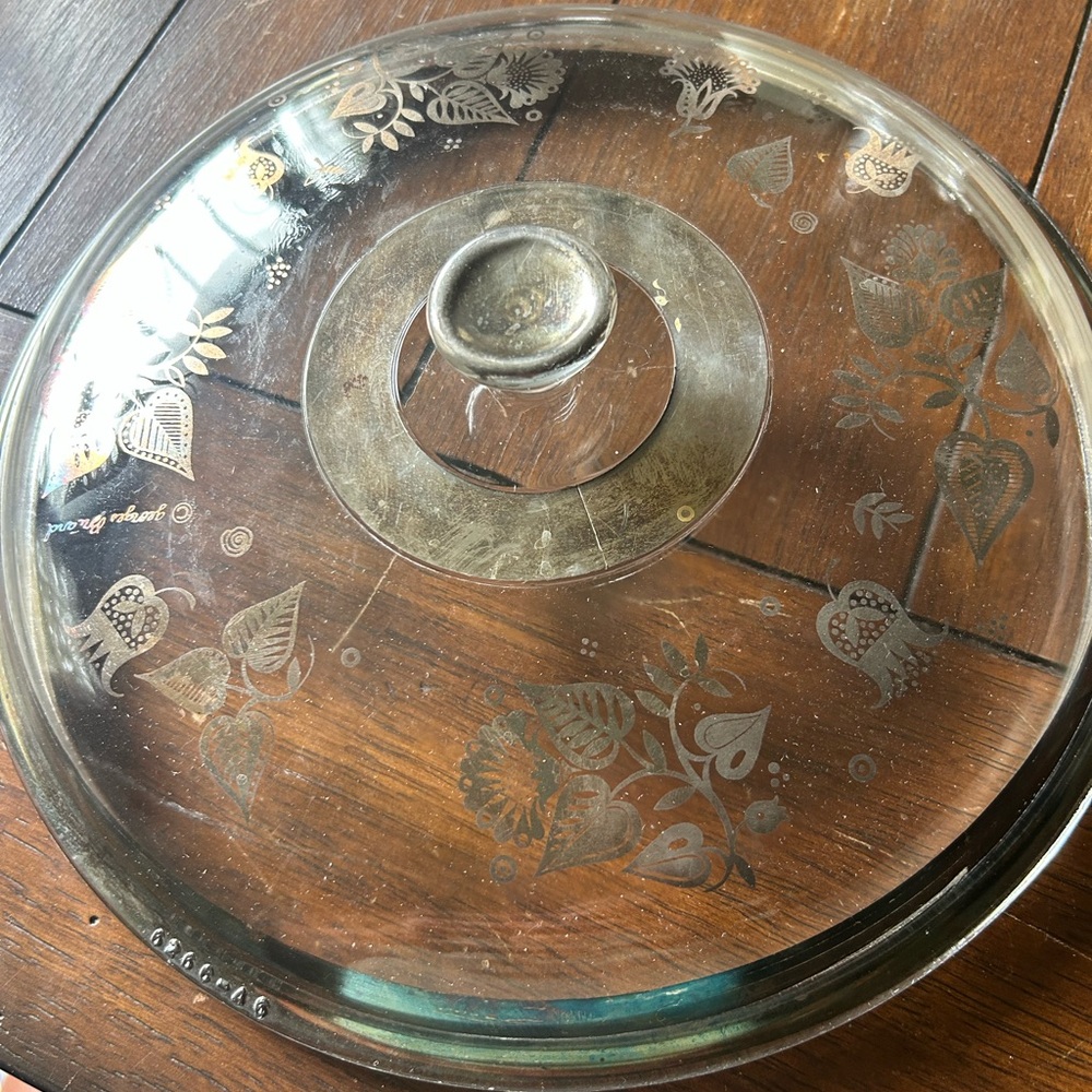 Vintage Pyrex Lid with Silver Overlay by George Briard 10 1/2 inches